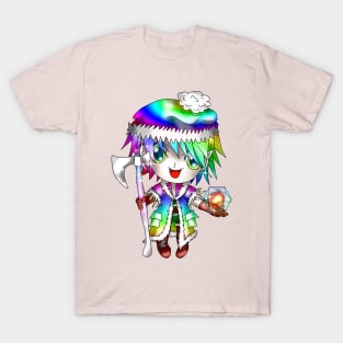 adorable chibi elf dnd rainbow barbarian T-Shirt